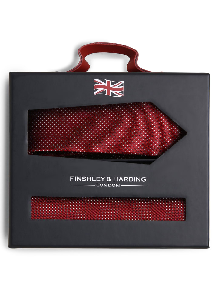 Finshley & Harding London Krawatte und Einstecktuch in rot - 0003 günstig kaufen onesize
