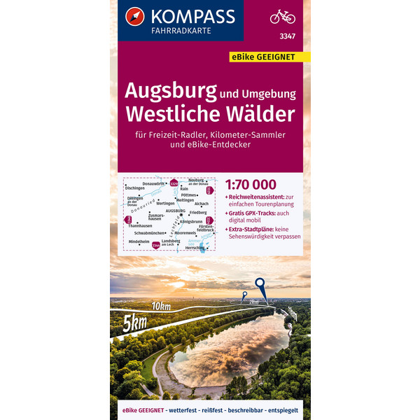KOMPASS FAHRRADKARTE 3347 AUGSBURG UND UMGEBUNG