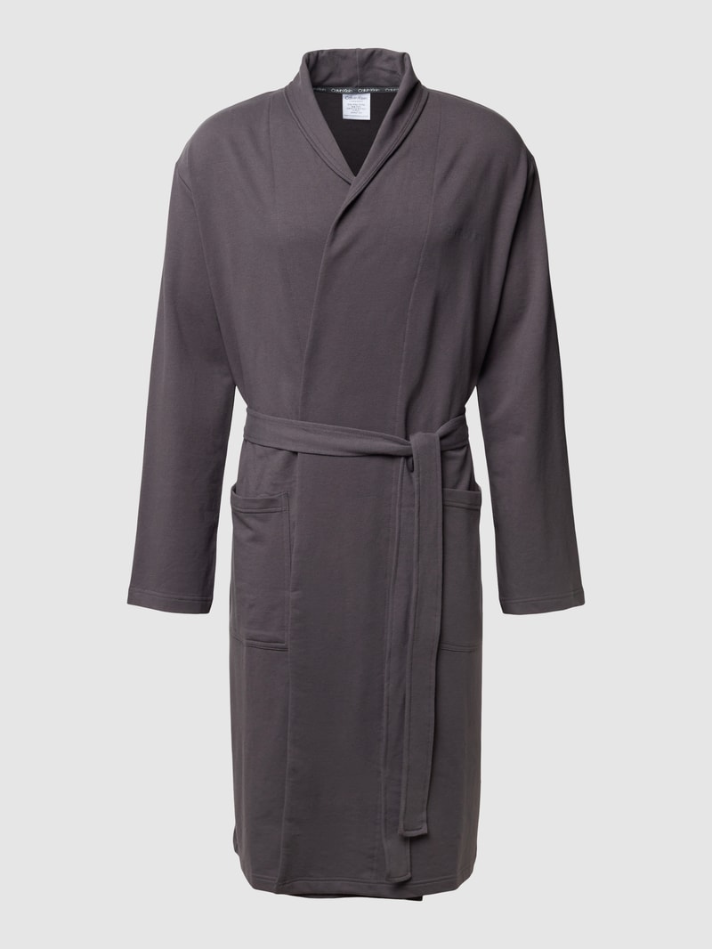 Bademantel mit Label-Print Modell 'ROBE' in dunkelgrau