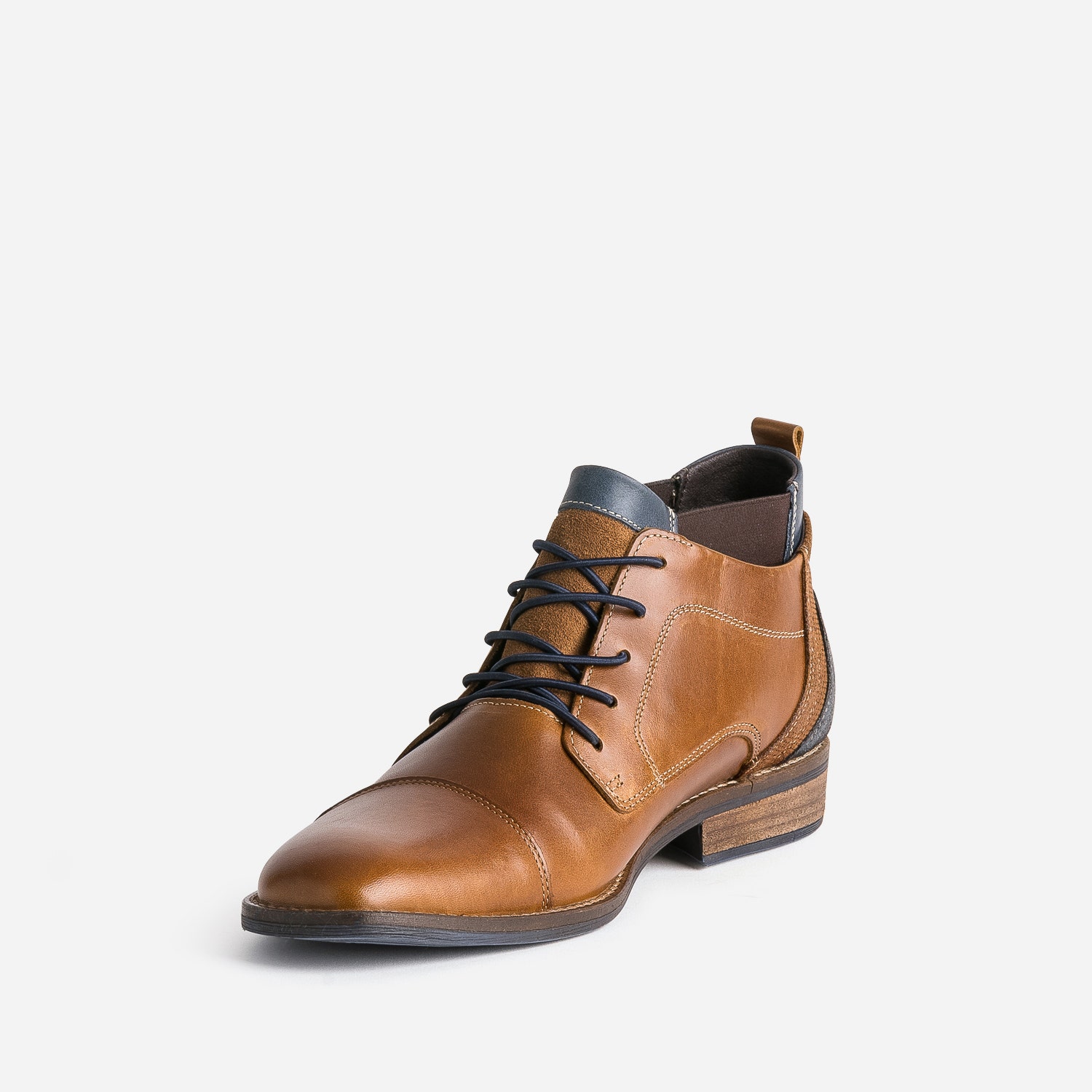 Derby cognac en cuir avec élastiques
