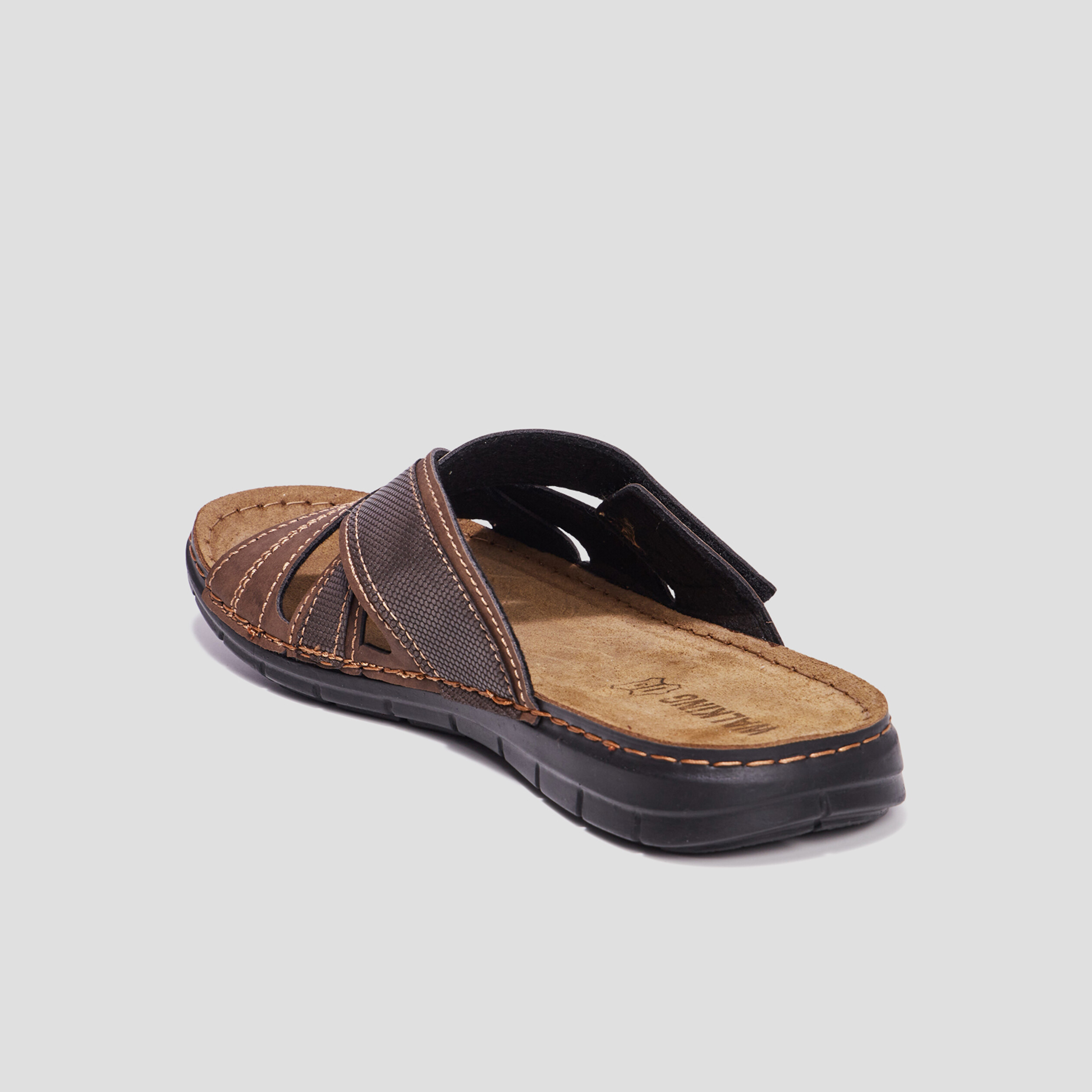 Mules à scratchs en cuir Walking Giuni marron homme | La Halle