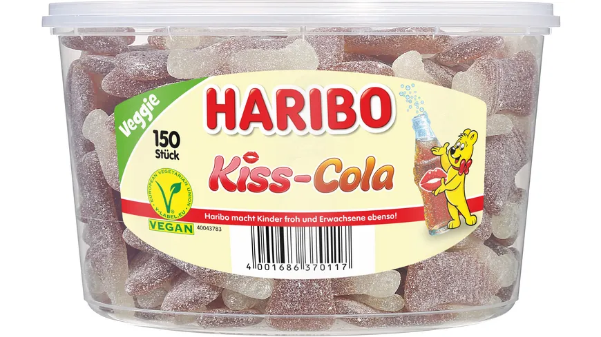 Haribo Fruchtgummi Kiss-Cola Sauer Runddose Veggie 1350 g