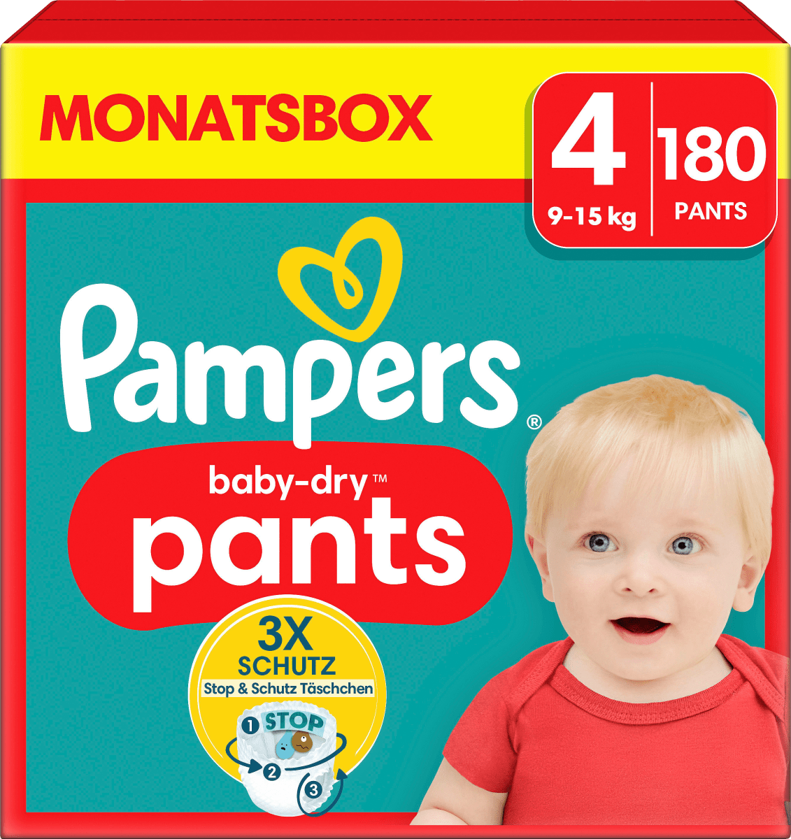 Baby Pants Baby Dry Gr.4 Maxi (9-15 kg), Monatsbox, 180 St