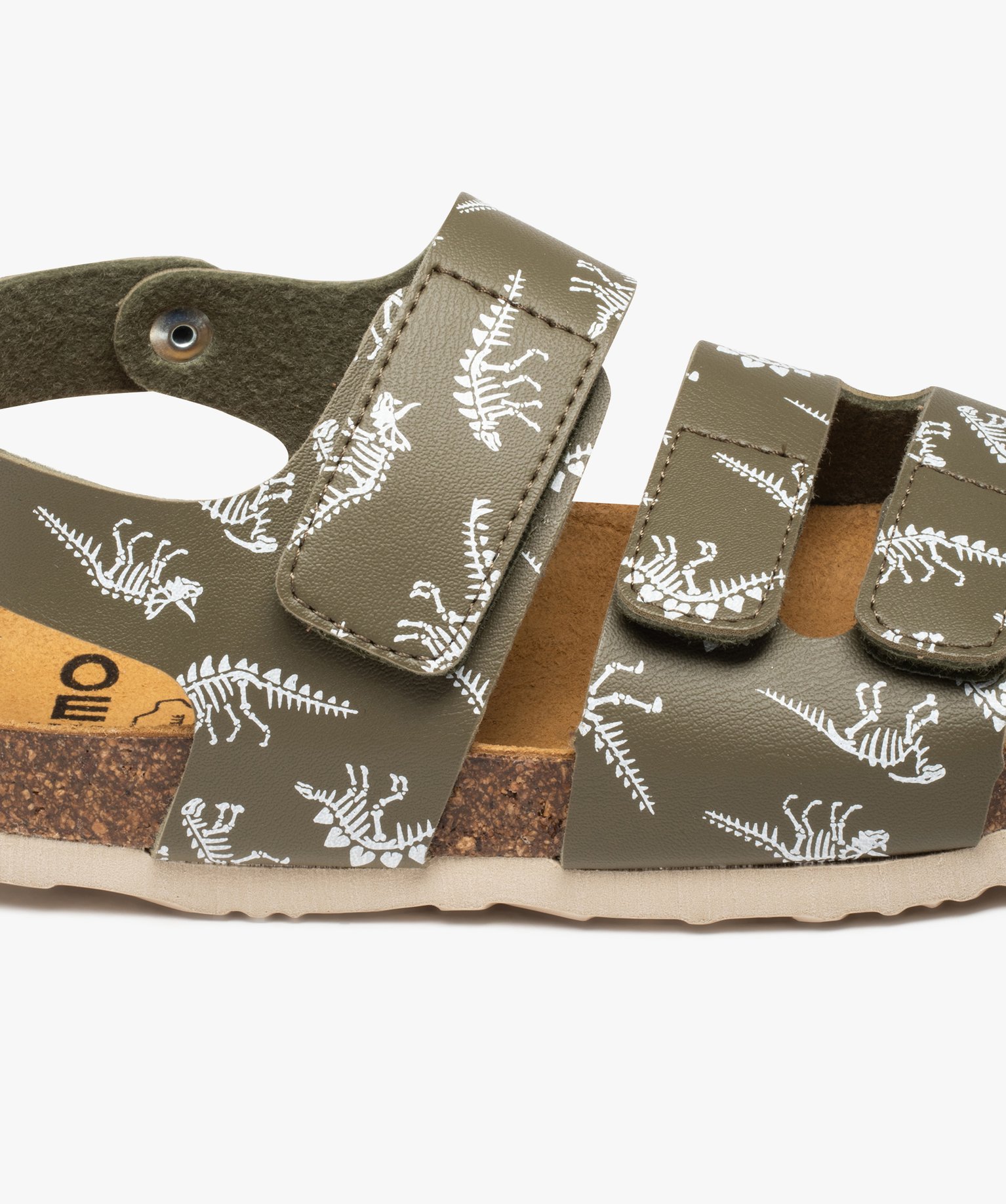 Sandales Garçon avec brides en cuir triple scratch kaki | GEMO