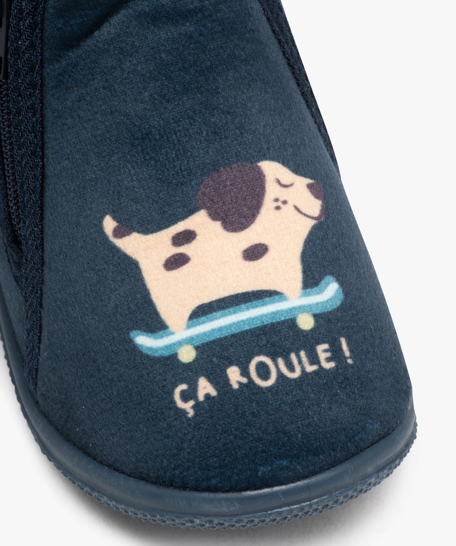 Chaussons bébé Garçon bottillons à zip en jersey imprimés bleu | GEMO