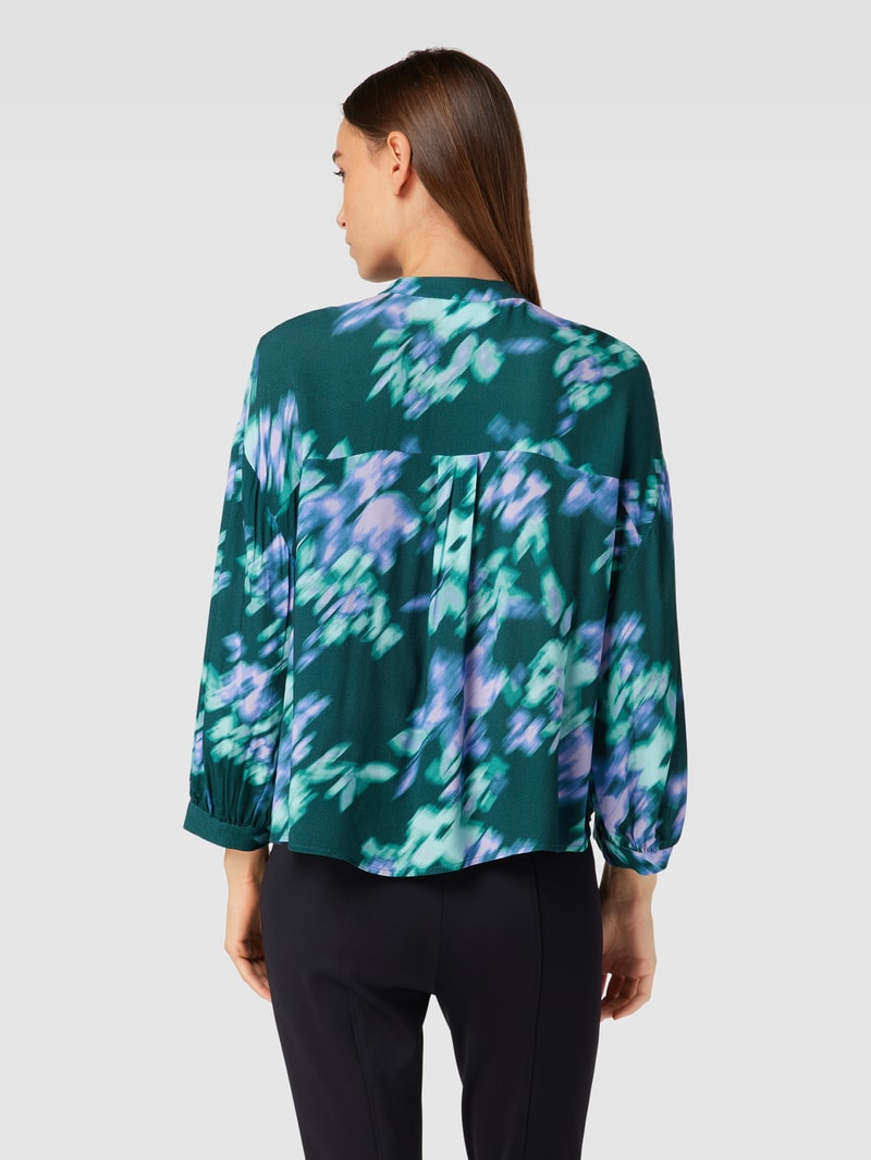 Bluse mit Allover-Print in dunkelblau