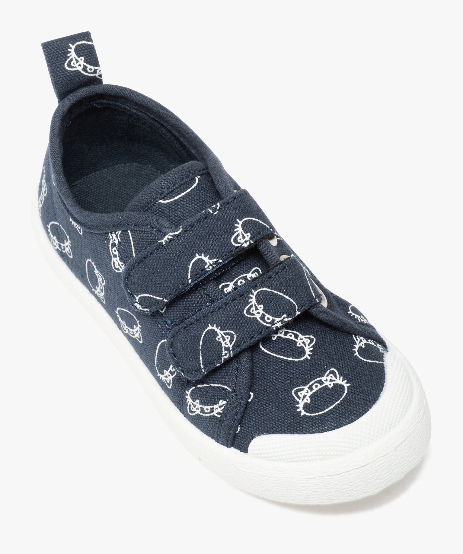 Baskets Garçon en toile imprimée fermeture scratch marine | GEMO