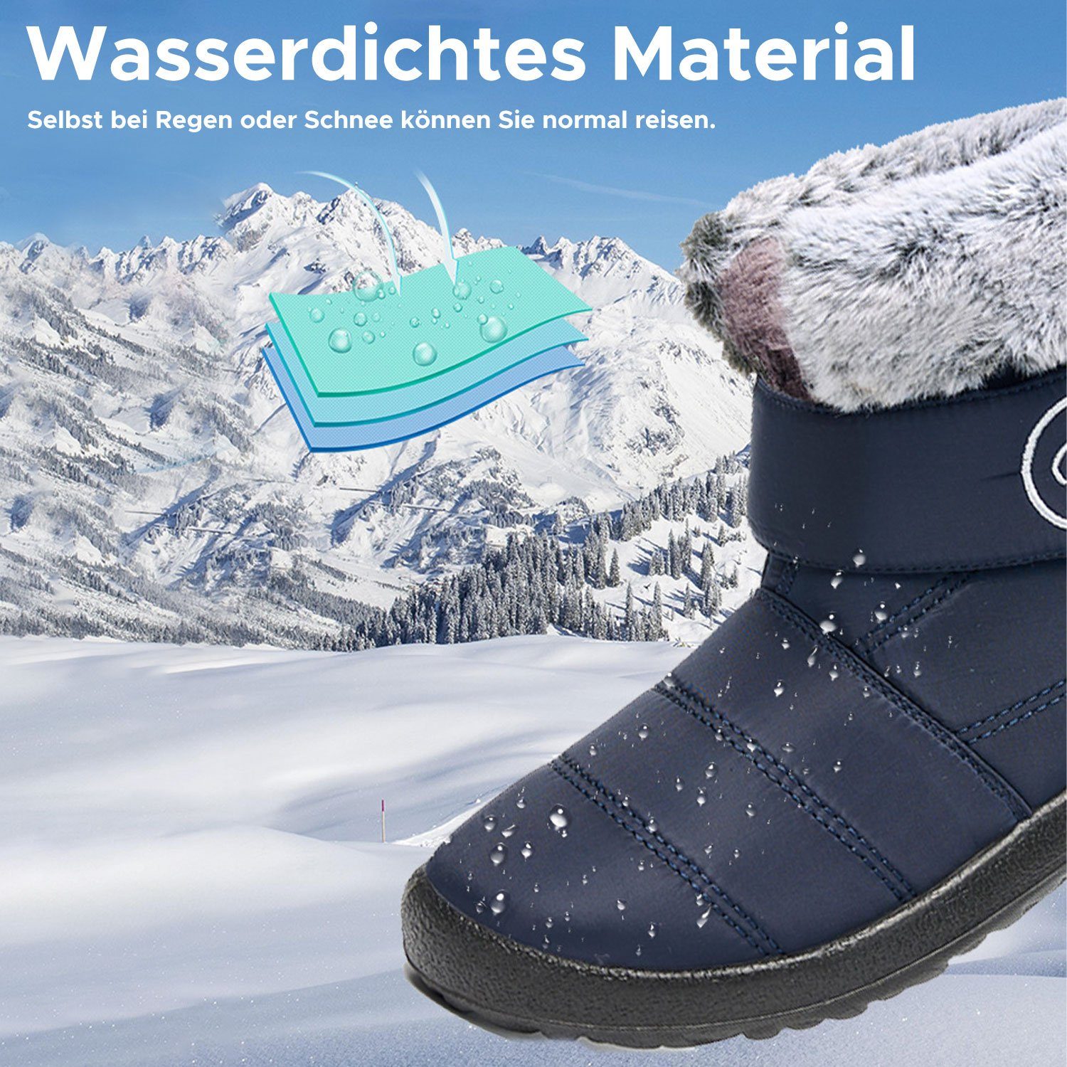 Daisred Winterstiefel Damen Wasserdicht Winterboots Wärmeschuh