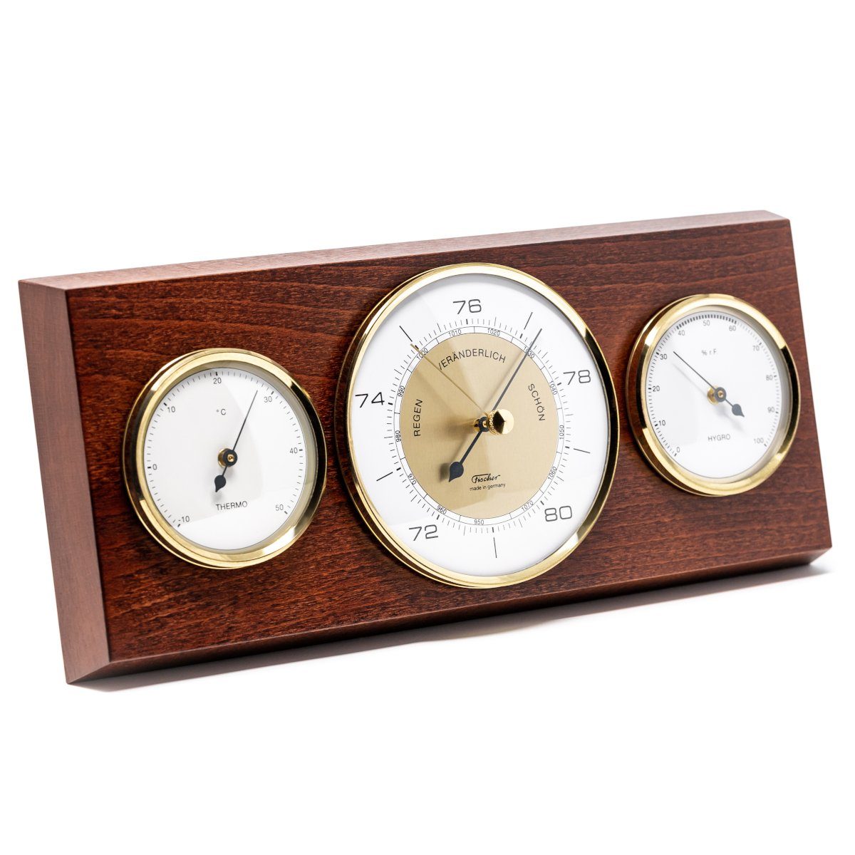 Fischer Barometer Wetterstation 60er Stil - Farbwahl Innenwetterstation