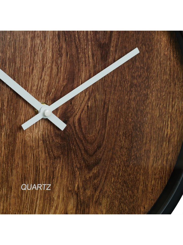relaxdays Wanduhr in Holzoptik/ Schwarz - Ø 29,5 cm günstig kaufen onesize