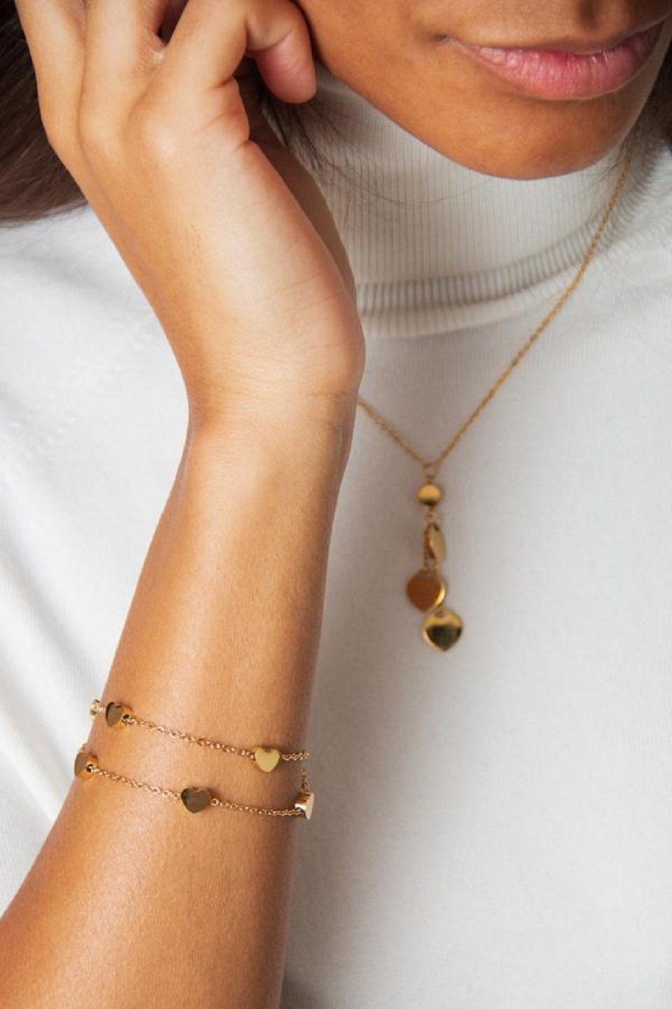 ENGELSINN Armband Schmuck Edelstahl Herzen Gold inkl. Geschenkbox (1-tlg)
