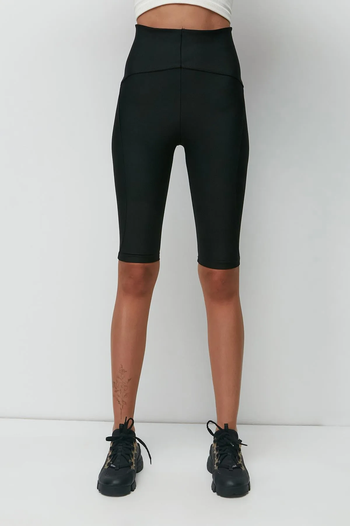 C&City  Karyoka Sportshorts mit hoher Taille über dem Knie, Strumpfhose 9412, Schwarz