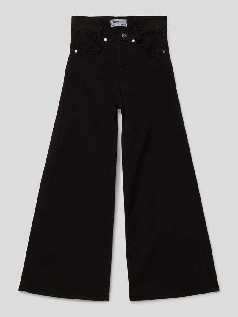 Schlaghose mit Label-Detail in schwarz