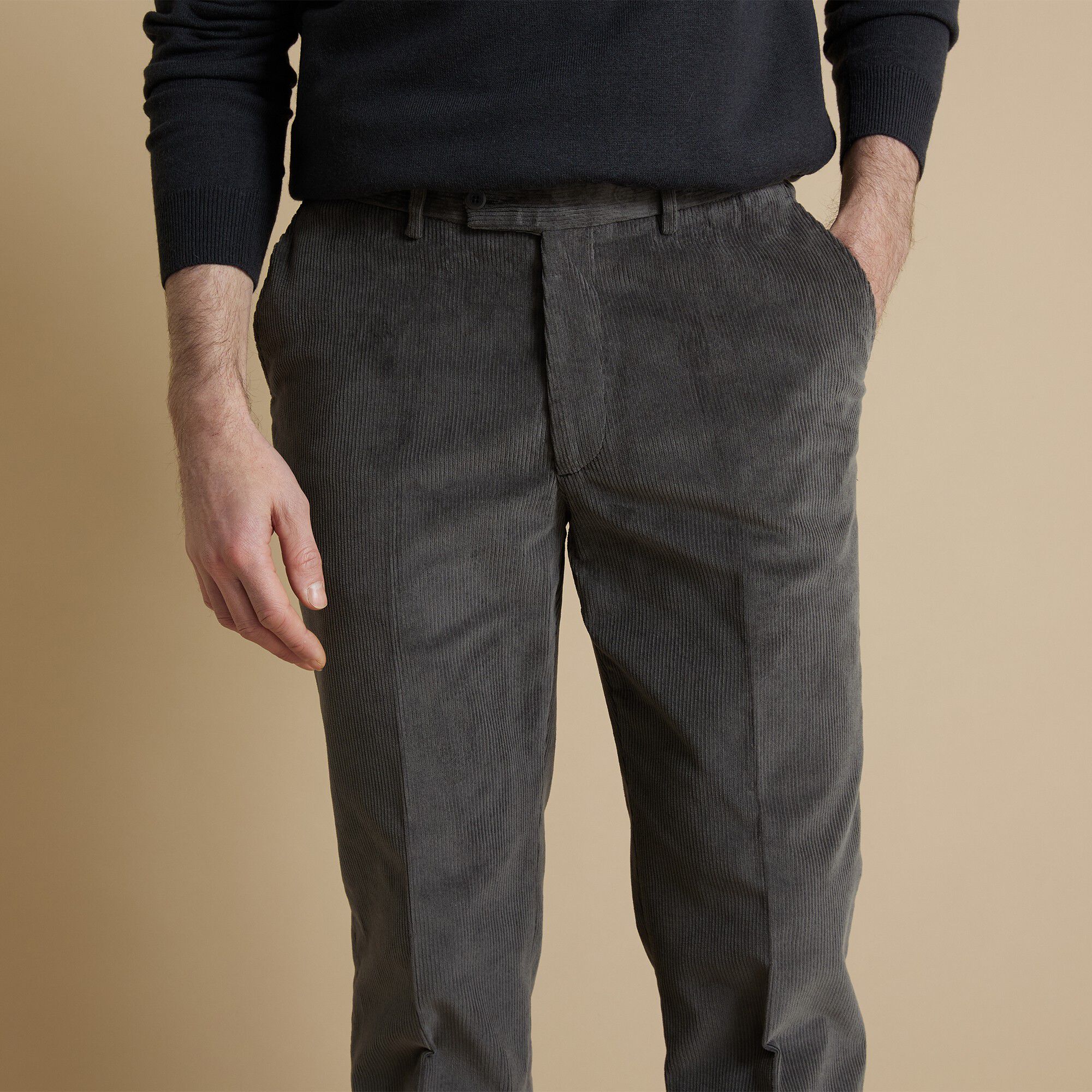 Pantalon velours taille élastiquée sans pince
