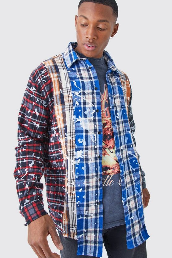 Asymmetrisches kariertes Oversize Hemd