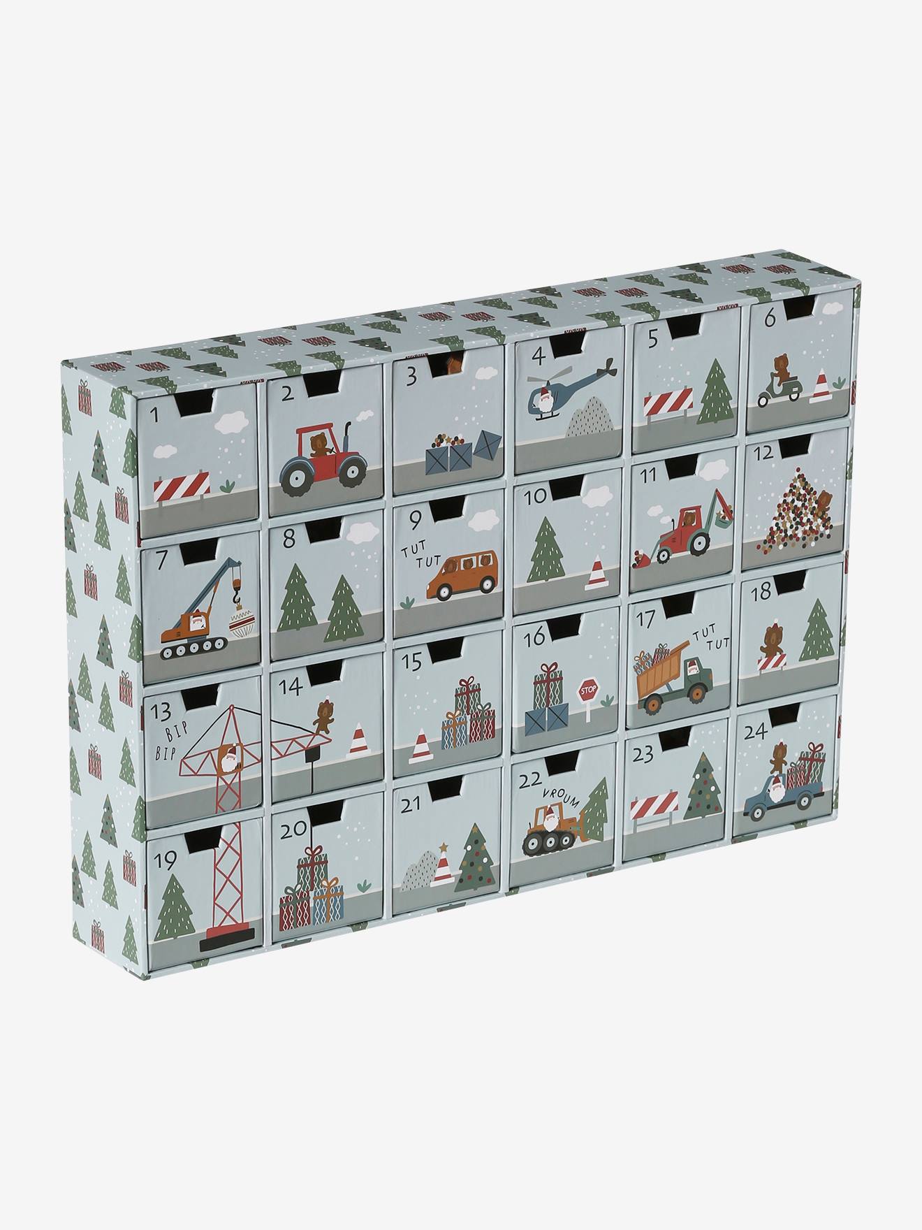 Calendrier de l'Avent avec jouets en bois FSC® véhicules