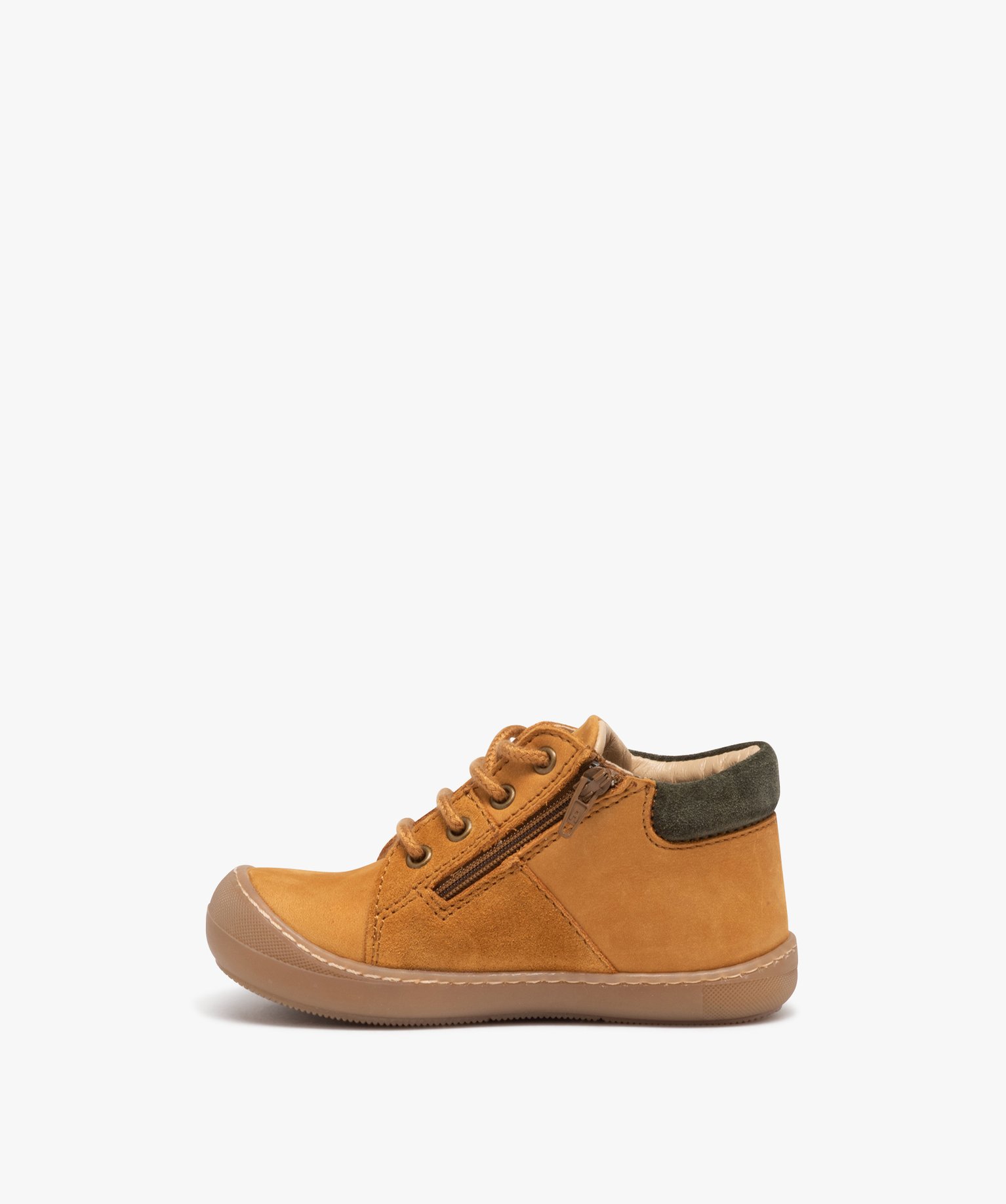 Chaussures en cuir avec zip et lacets bébé Garçon - NA! jaune | GEMO