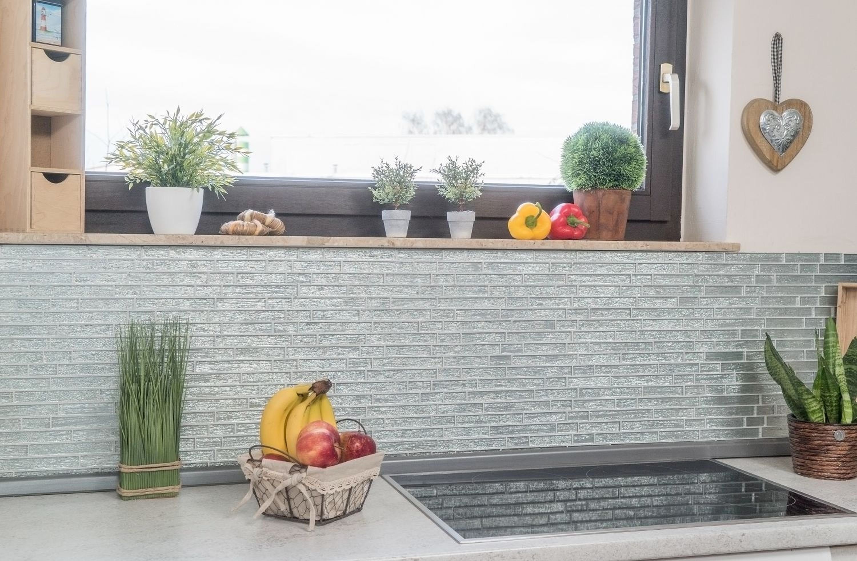 Mosani Mosaikfliesen Glasmosaik silber Mosaikfliese Fliesenspiegel Verbund Glasmosaik