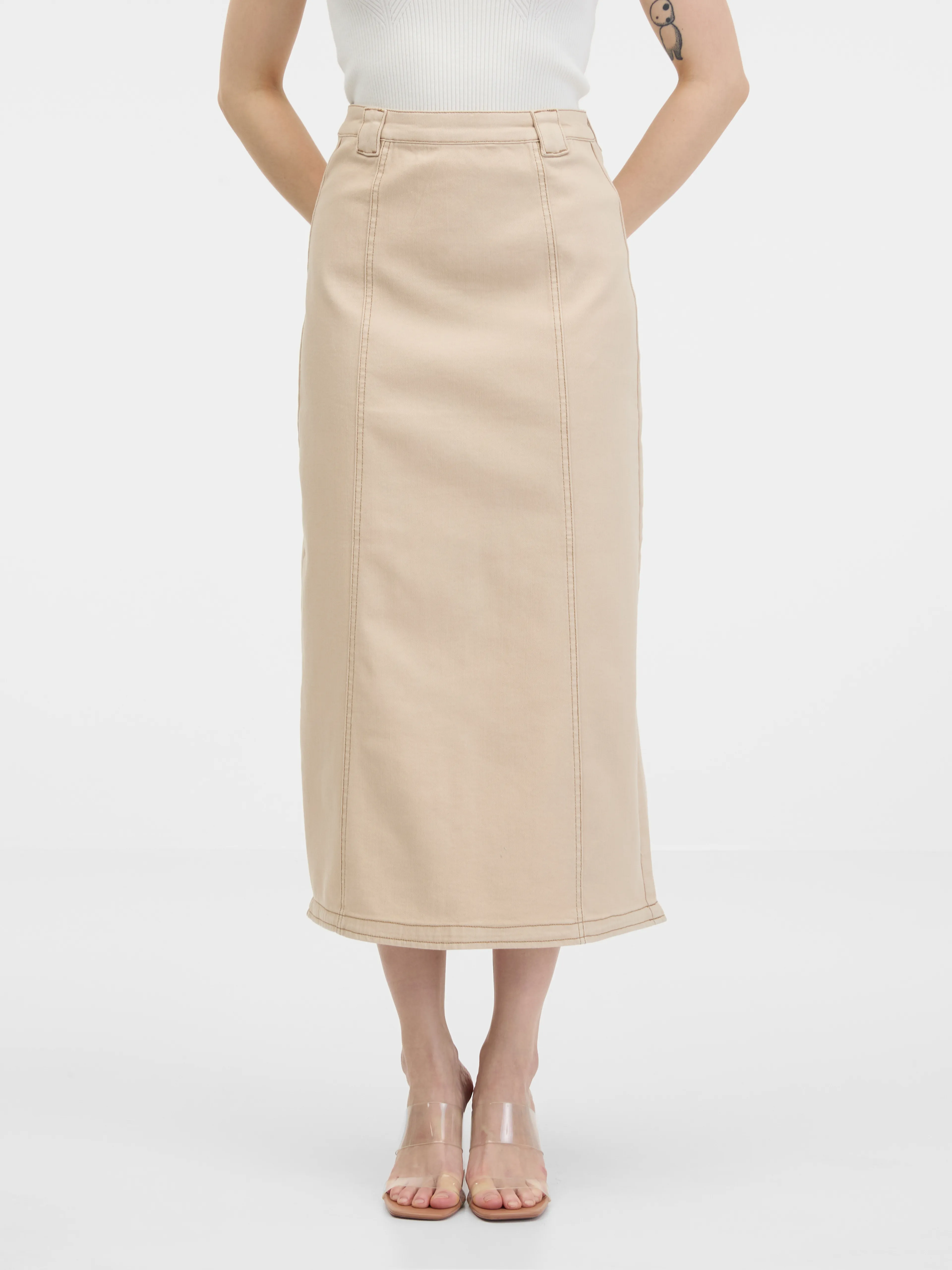 Beige Damen-Jeansrock ORSAY