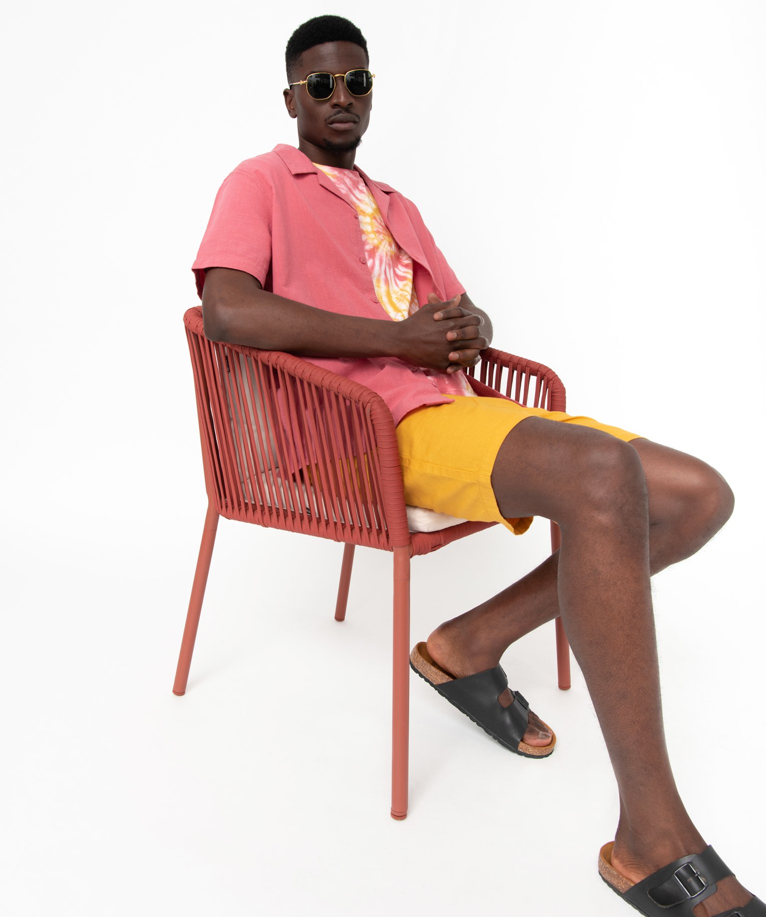 Bermuda uni contenant du lin homme jaune | GEMO
