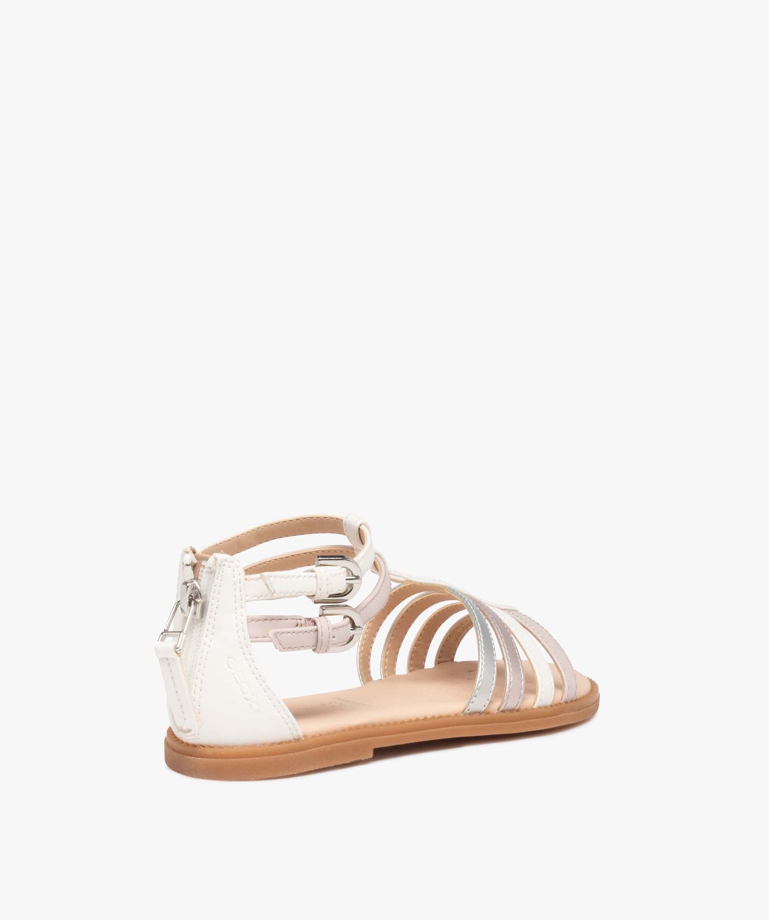 Sandales fille zippées à brides métallisées – Geox blanc | GEMO