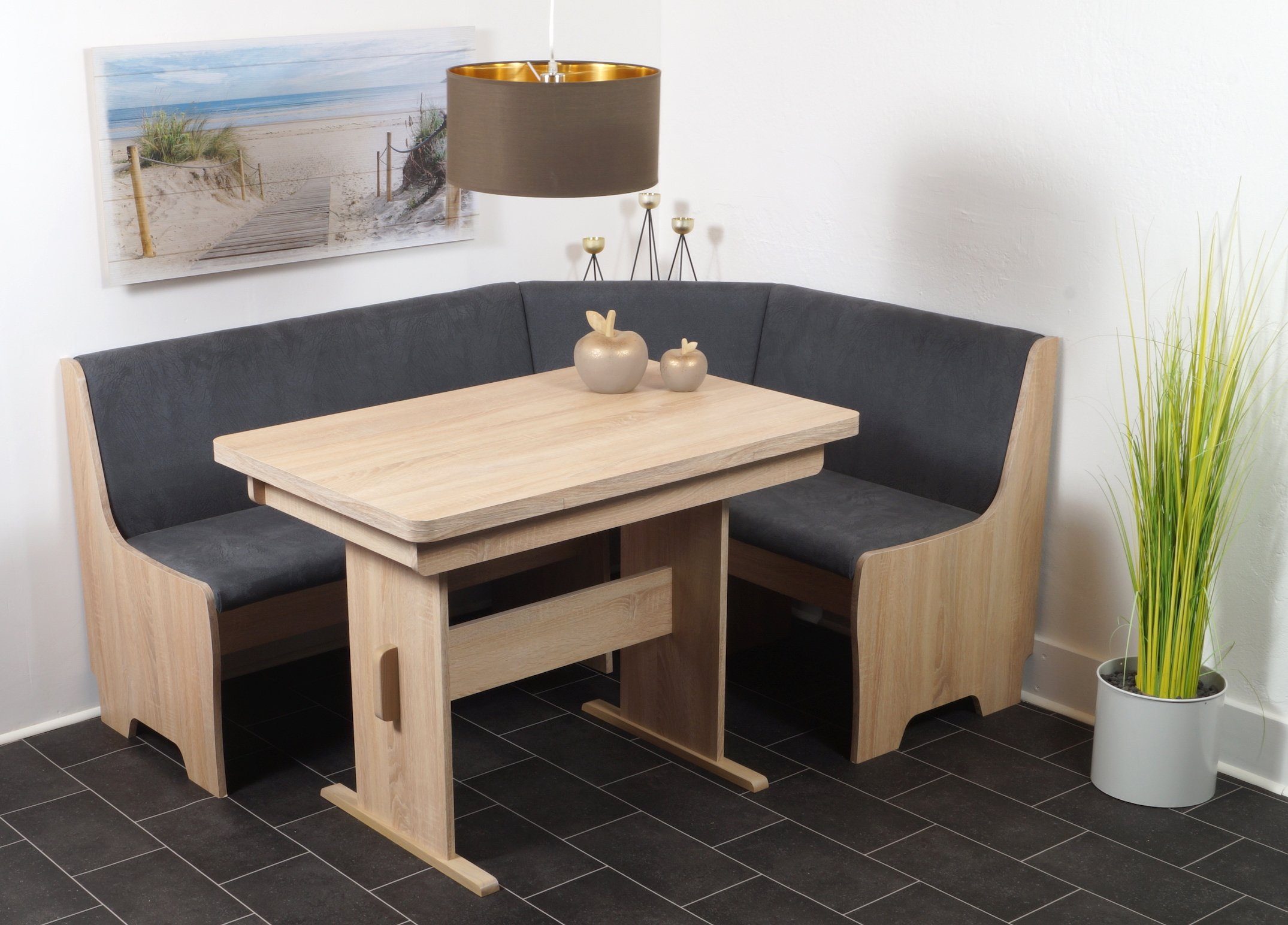 Stolebaenk Eckbankgruppe Emden MAANTI, (Eckbank Set, 1 x Eckbank, 1 x Tisch, 2 x Stuhl), 48000 Scheuertouren sehr belastbarer Bezug