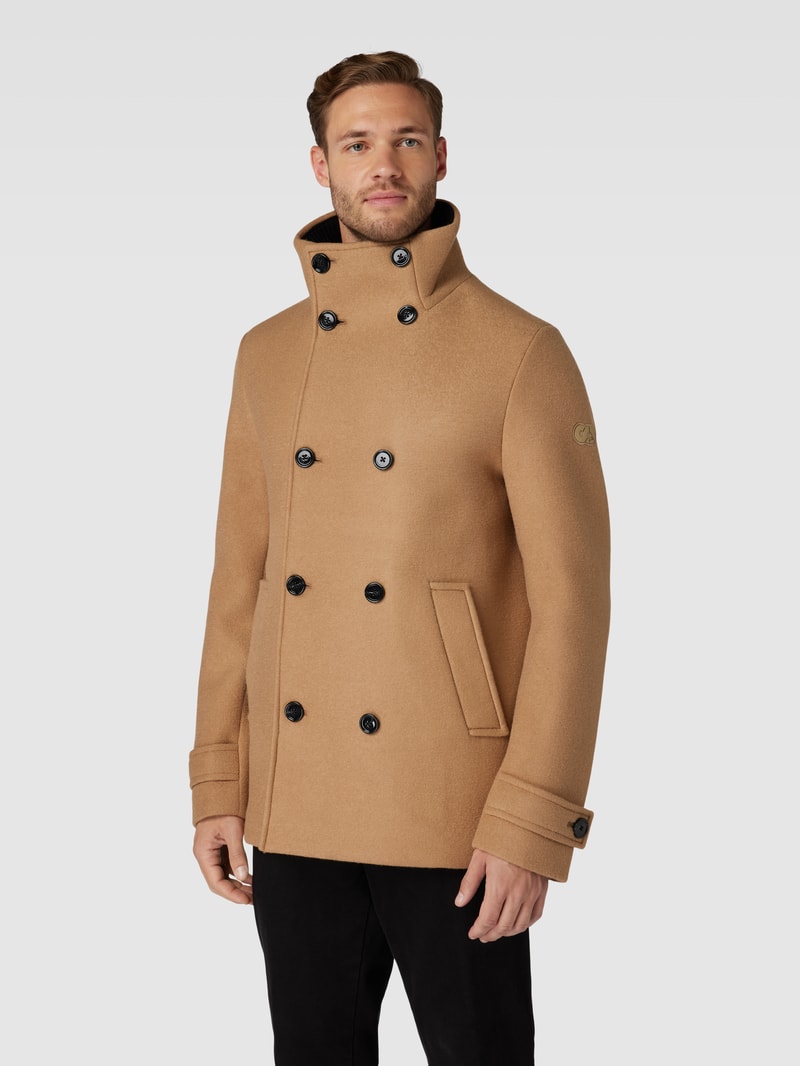Jacke mit Stehkragen und Ärmelriegeln Modell 'ORATA' in beige