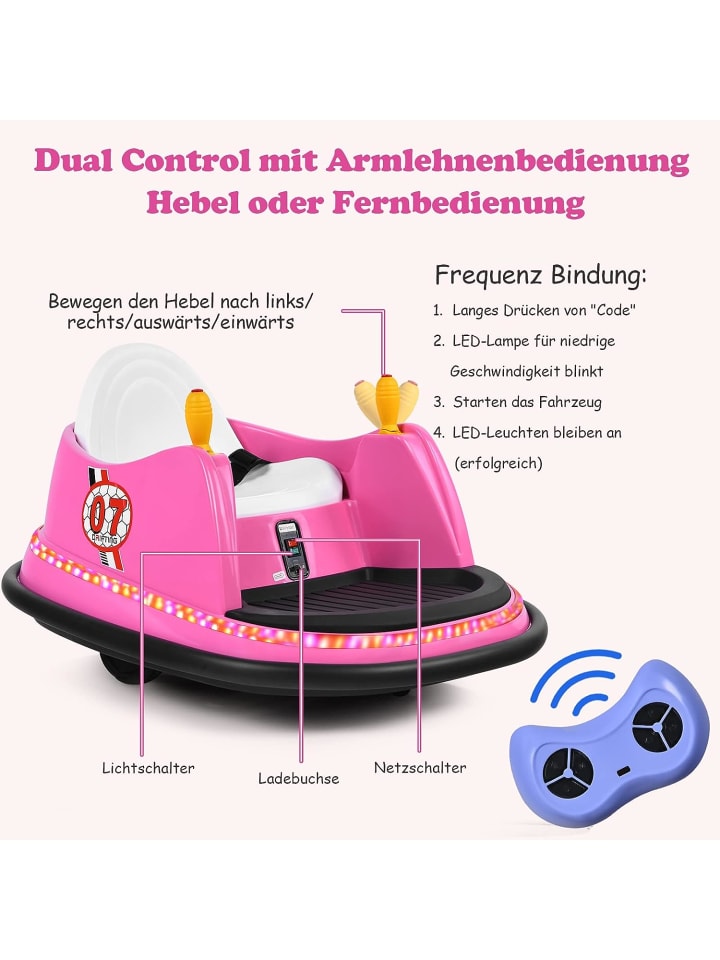 COSTWAY 6V Autoscooter mit Fernbedienung in Rosa günstig kaufen 75 cm