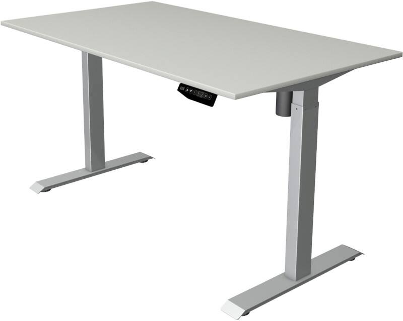 Kerkmann Move 1 Rechteckig Elektronisch Höhenverstellbarer Sitz-Stehschreibtisch Melamin, Stahl Hellgrau, Silber 1400 x 800 x 1230 mm