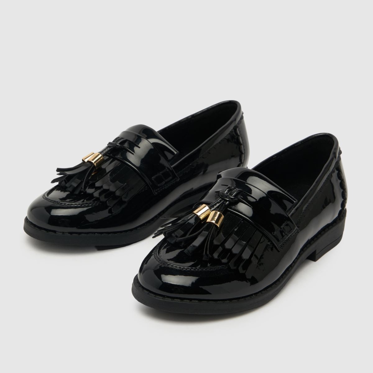 Schuh svarta spetsiga loafers för flickor, juniorskor