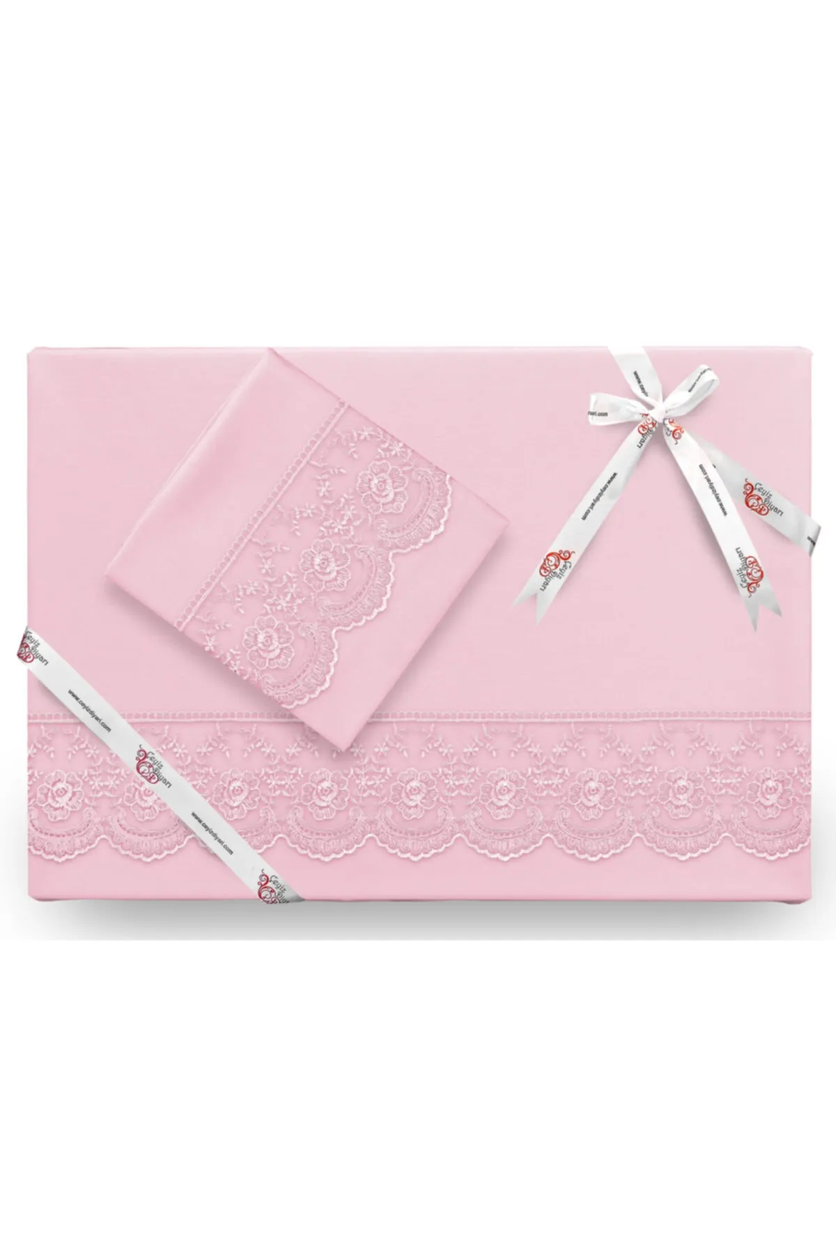 Çeyiz Diyarı  French Lace Kure Dowry Bettbezug-Set, Puder