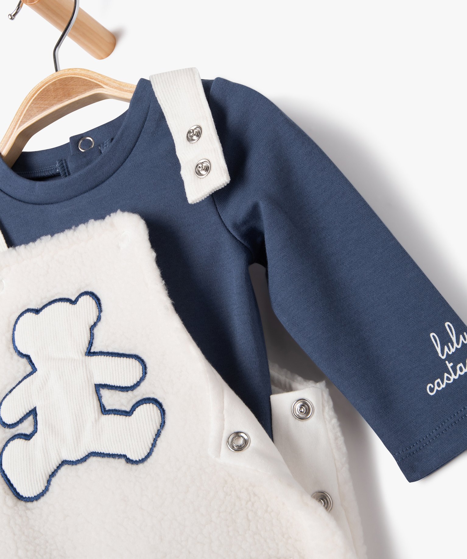 Ensemble 2 pièces salopette + body bébé Garçon - LuluCas... gris | GEMO