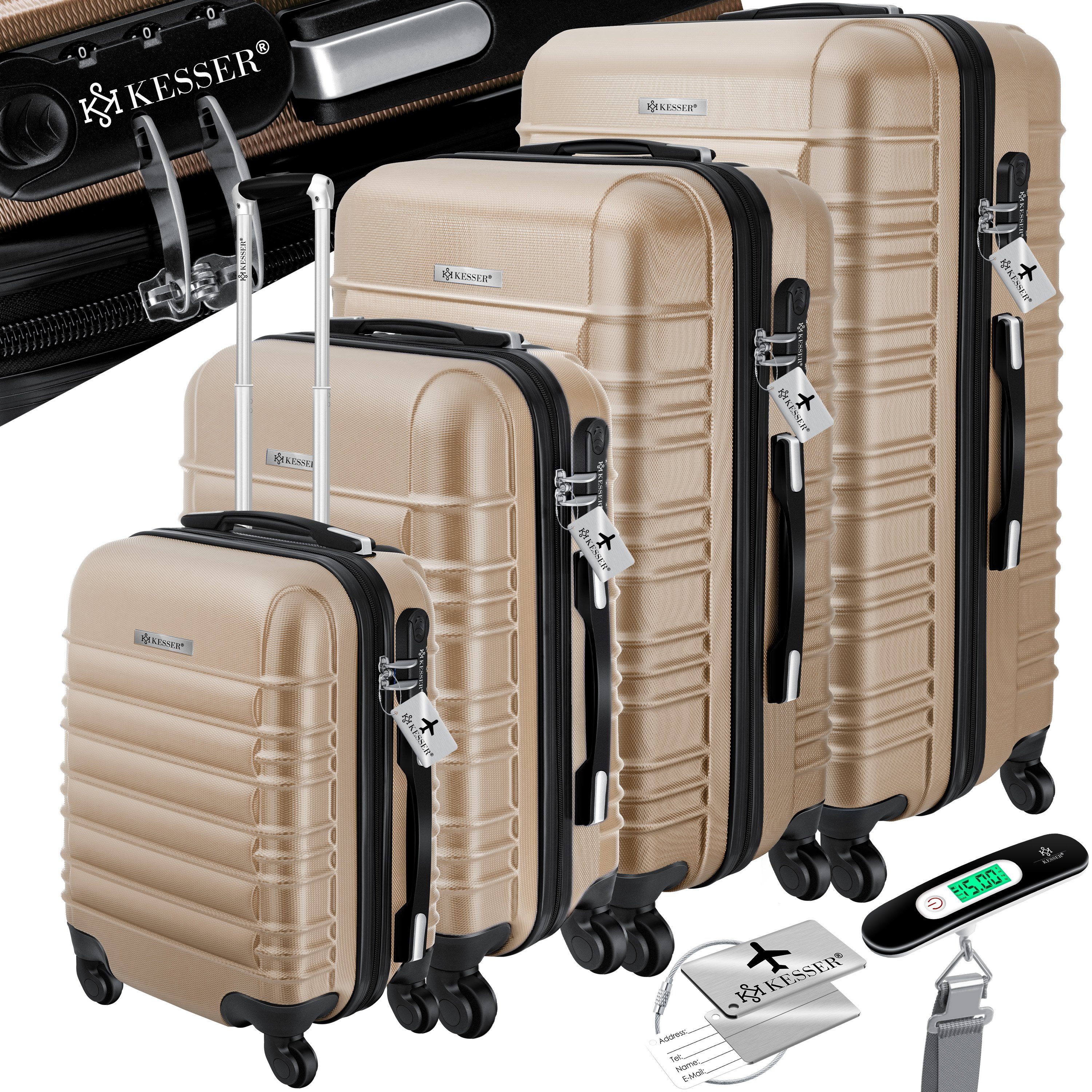 KESSER Kofferset, 4 Rollen, (4 tlg), 4tlg. Hartschalenkofferset Hartschalenkoffer Reisekoffer Set