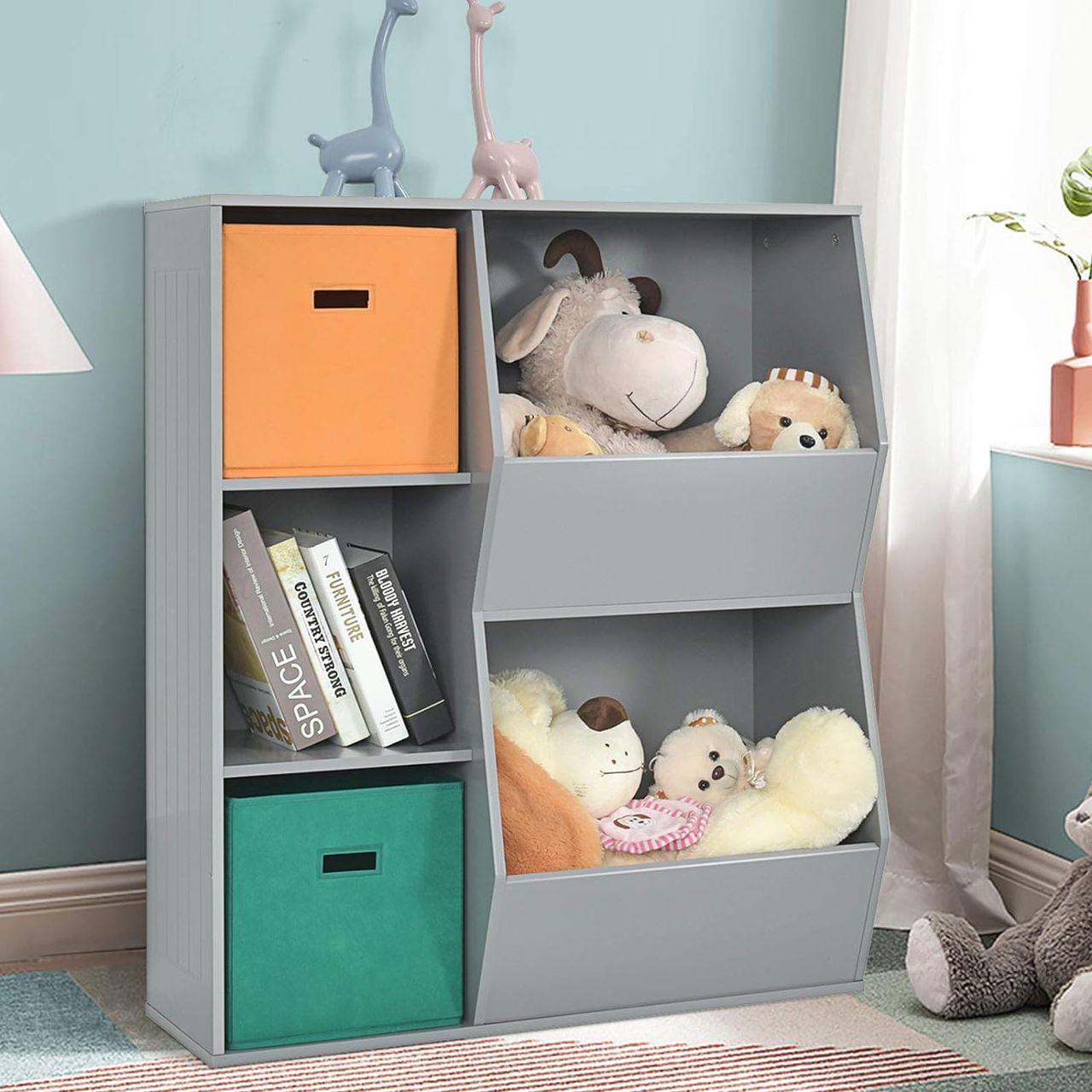 Costway 3-stöckiges Kinderregal, Eckregal modern zur Aufbewahrung