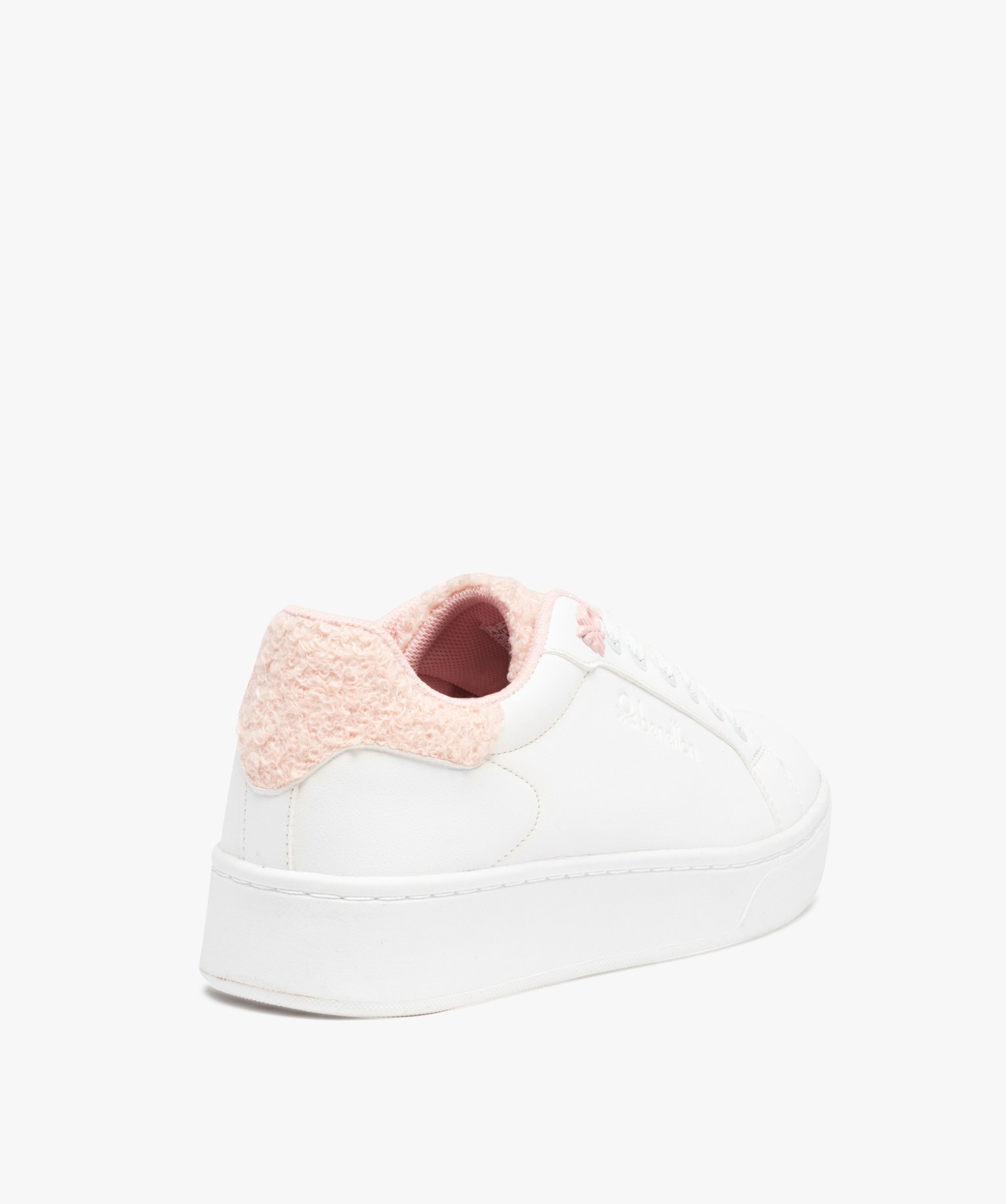 Baskets femme unies avec détails tissu bouclette - Benetton blanc | GEMO
