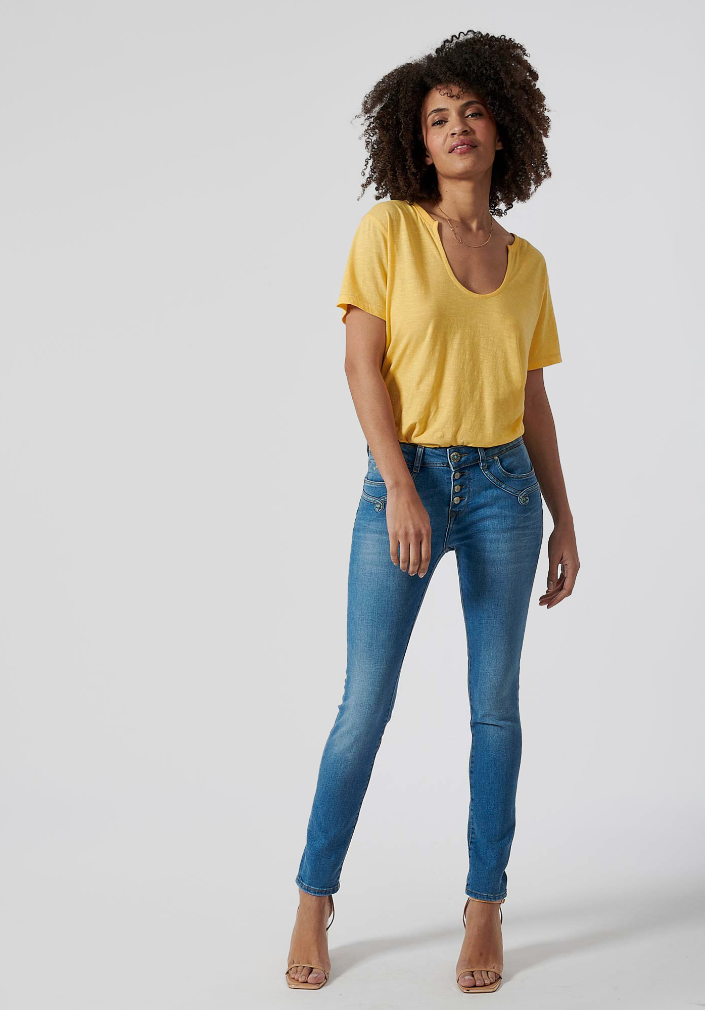 FIONA  T-shirt jaune Femme 100% coton