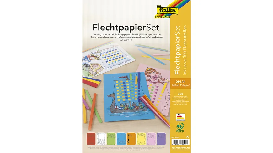 folia Flechtpapier-Set A4 farblich sortiert