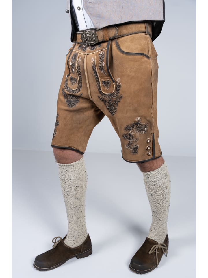 Edelnice Kurze Wildbock Lederhose Toni in hellbraun günstig kaufen