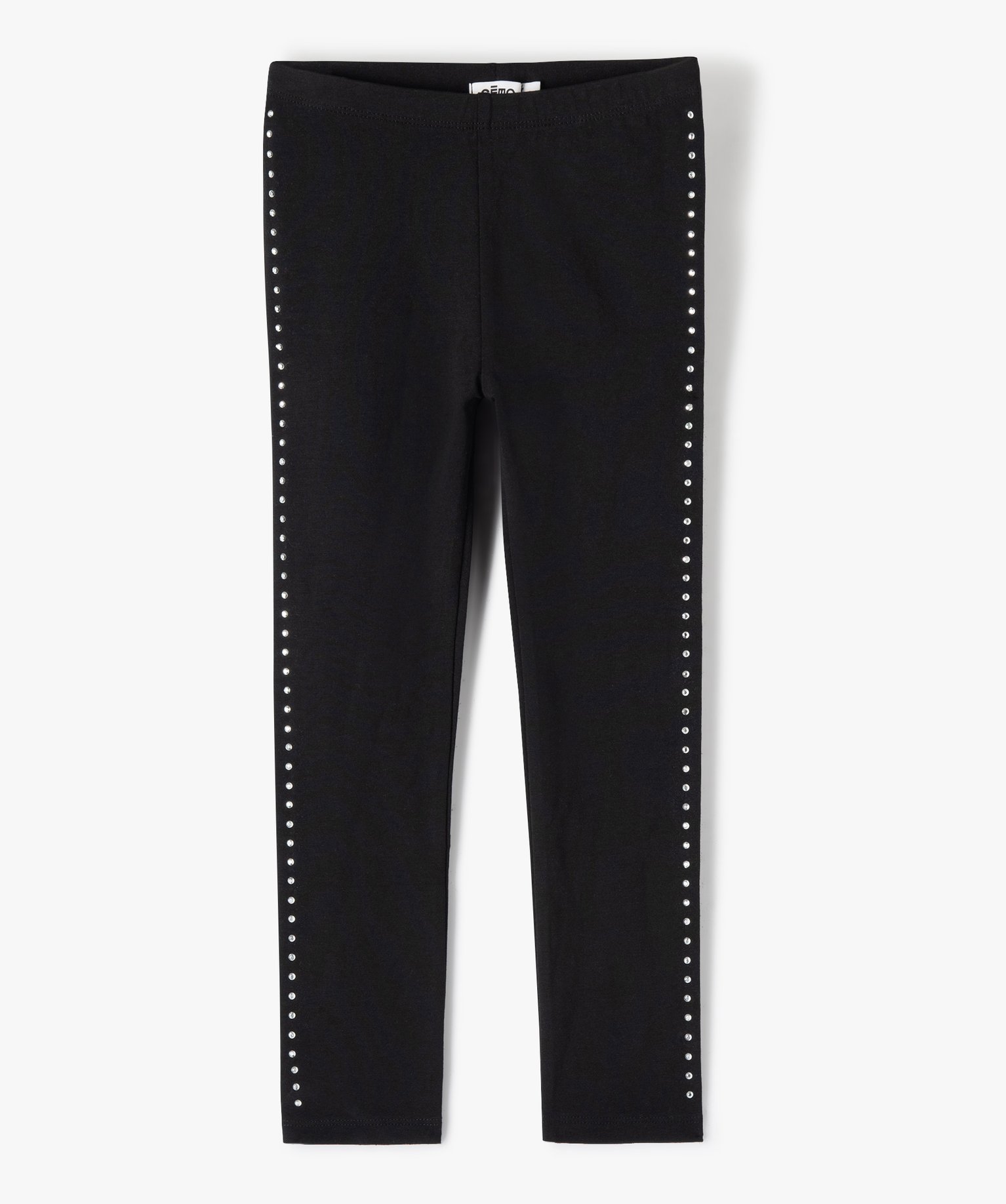 Legging long avec strass argentés fille noir | GEMO