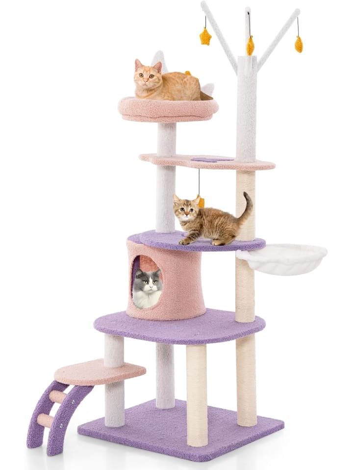 COSTWAY Katzenbaum 59x49x158cm in Lila günstig kaufen onesize