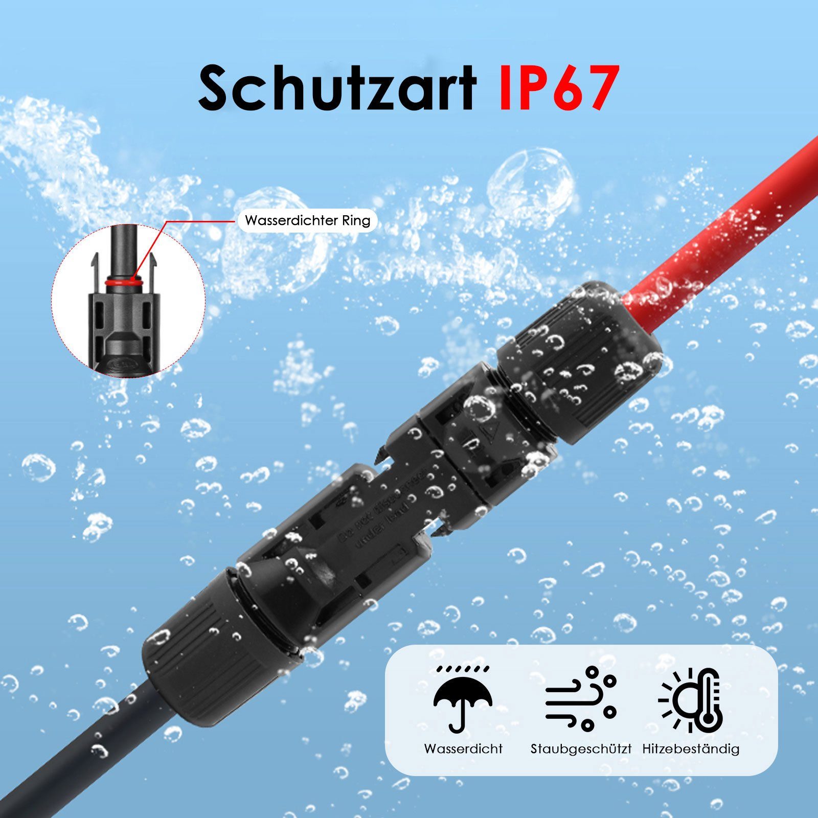 PFCTART Solarmodul 4mm² Solarkabelverlängerung,PV MC4 Photovoltaik Verlängerungskabel, (2-St)