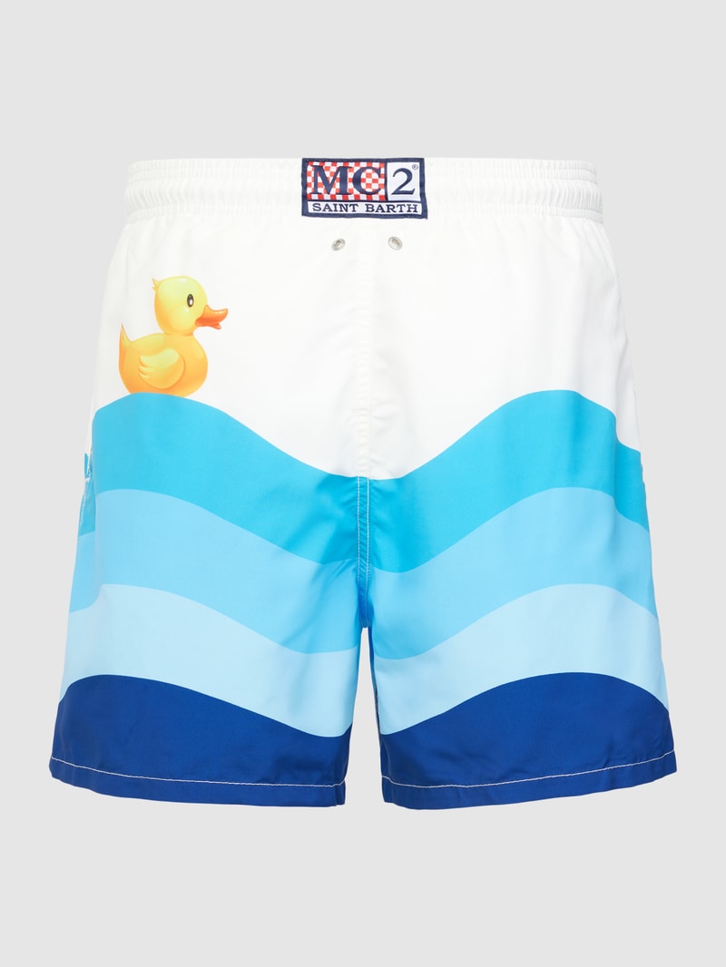 Badehose mit Allover-Muster Modell 'GUSTAVIA' in blau