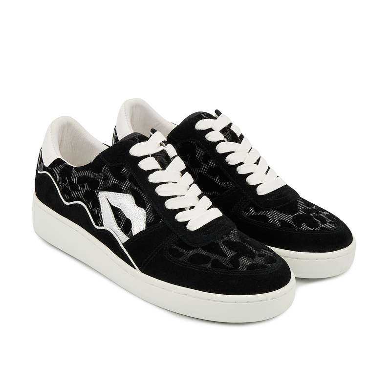 Baskets en cuir Loulou noir silver leopard