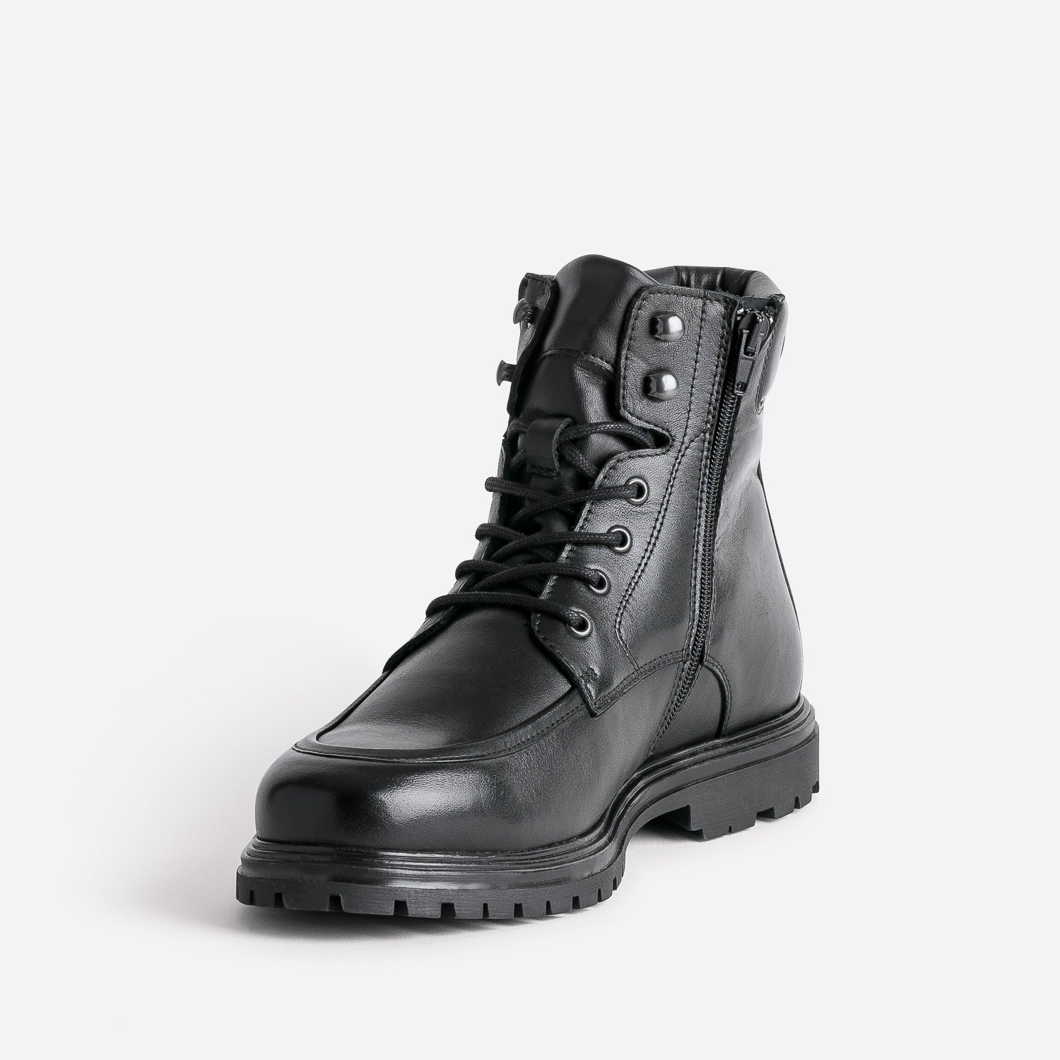 Boots à lacet noir en cuir