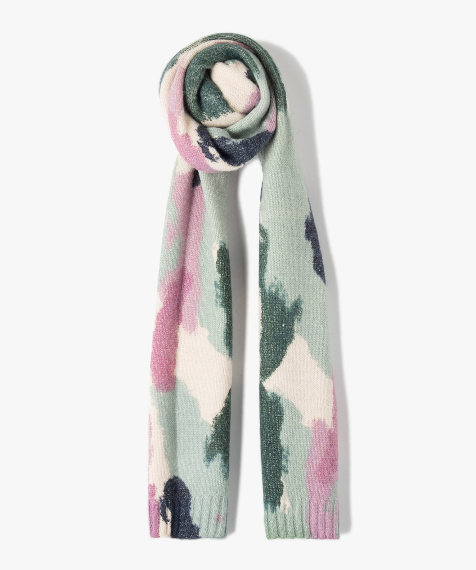 Echarpe femme en maille imprimée aquarelle vert | GEMO