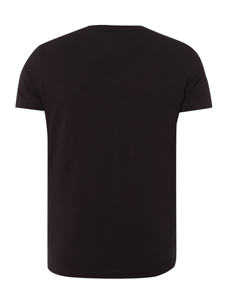 Slim Fit T-Shirt mit V-Ausschnitt in schwarz