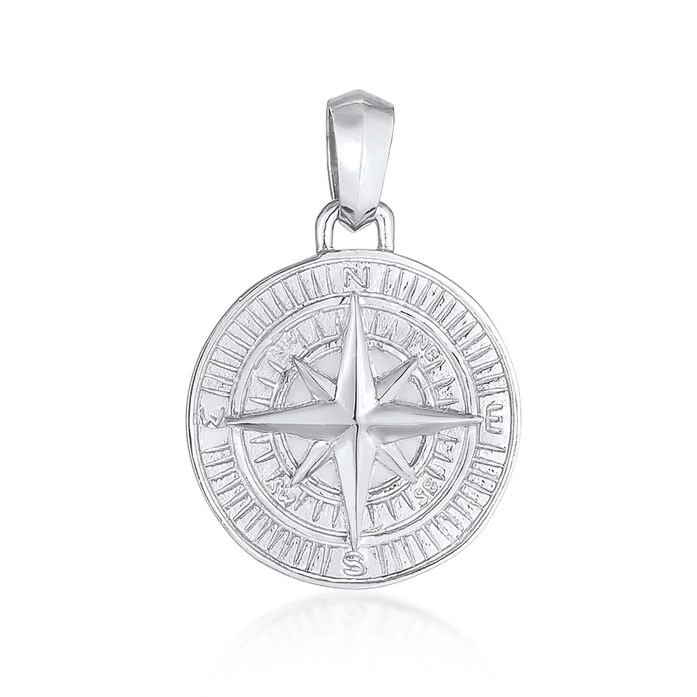 KUZZOI KUZZOI Pendentif Hommes Pendentif Boussole Massif en argent sterling 925 oxydé Pendentif
