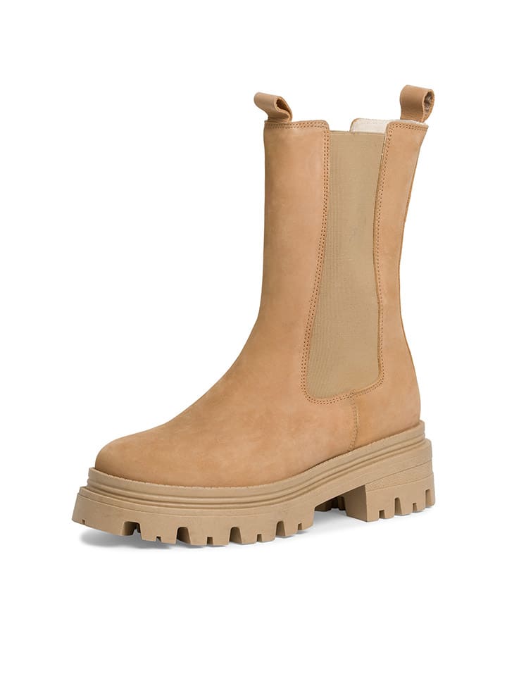 Tamaris Leder-Chelsea-Boots in Hellbraun günstig kaufen
