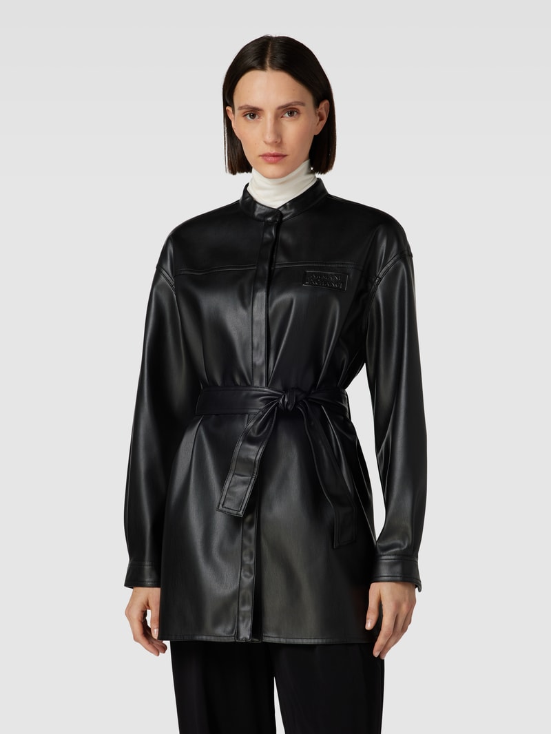 Bluse in Leder-Optik in schwarz