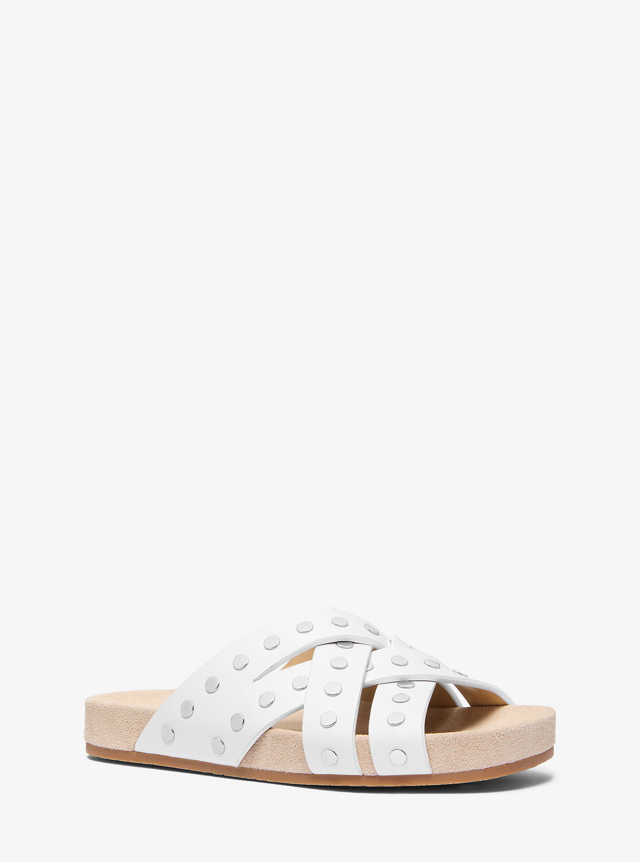 Irene flate sandaler i skinn med nagler – OPTIC WHITE